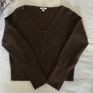J Crew 100% Cashmere Chocolate Brown Cropped Cardigan XS